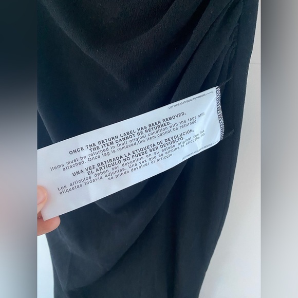 NEW Dress the Population Jordan Faux Wrap Ruched Side Front Slit Gown in Black - Picture 6 of 11